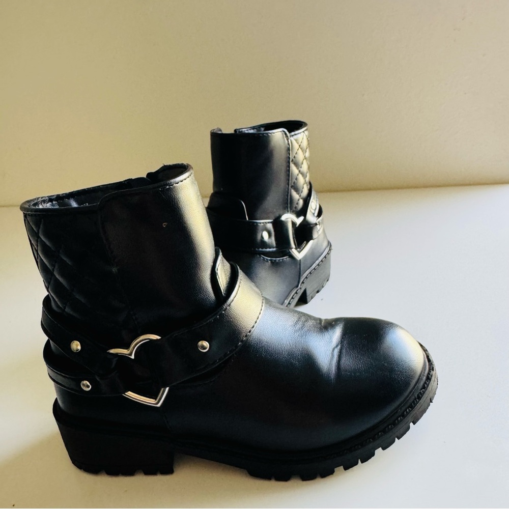Black Quilted Ankle Boots with Buckle